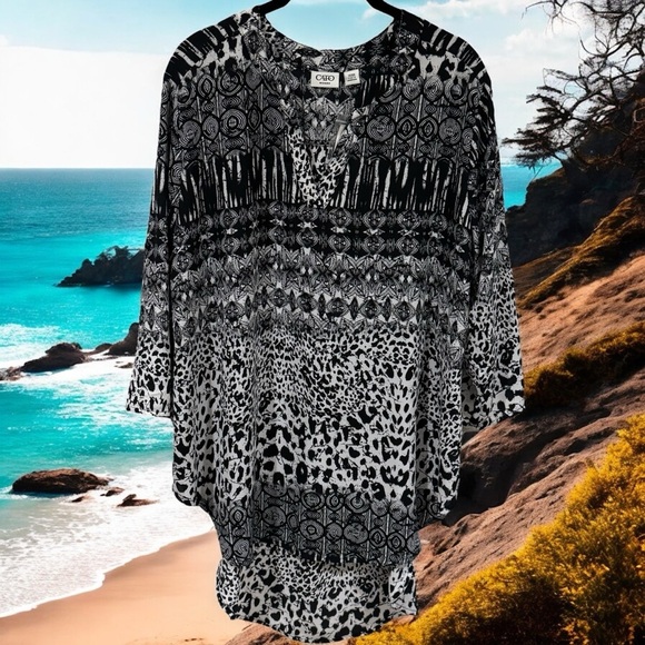 NEW Cato Animal Print Swim Coverup Coastal Resort Vacation Plus Size 14/16W - Picture 1 of 11